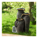 Water Fountain Features Solar Led Lights Outdoor Cascading 3 Tiered