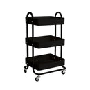 3 Tiers Kitchen Organiser Trolley Cart Steel Shelf Wheels