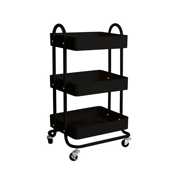 3 Tiers Kitchen Organiser Trolley Cart Steel Shelf Wheels