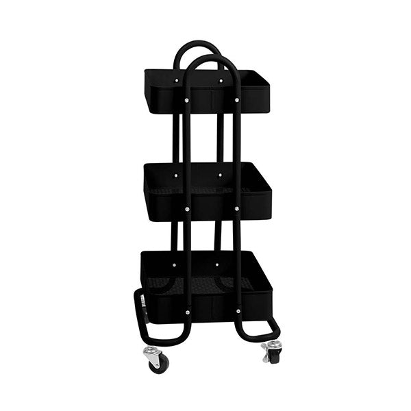3 Tiers Kitchen Organiser Trolley Cart Steel Shelf Wheels