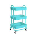 3 Tiers Kitchen Organiser Trolley Cart Steel Shelf Wheels