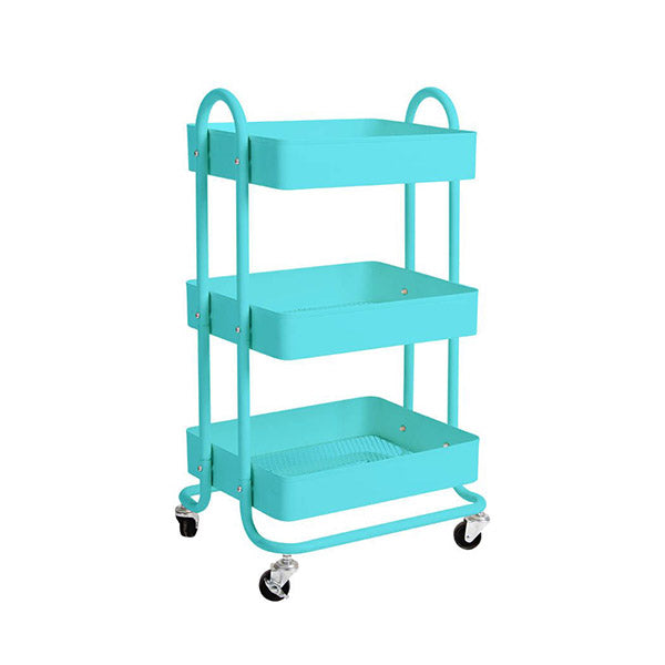 3 Tiers Kitchen Organiser Trolley Cart Steel Shelf Wheels