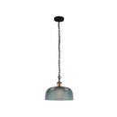 Retro Styled Blue Halophane Glass Pendant