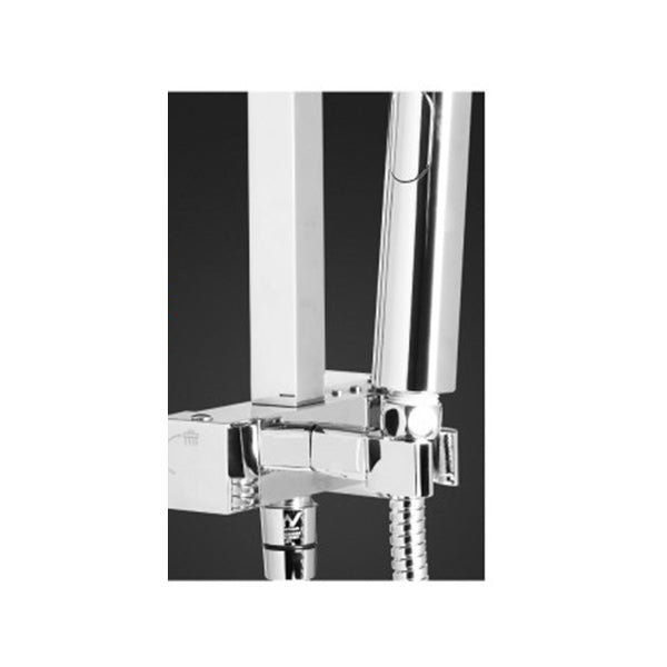 Wels Rain Shower Head Square Wall Arm Handheld Bracket Rail Chrome