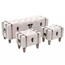 3 Piece Solid Wood and Steel Storage Bench 112x37x45cm
