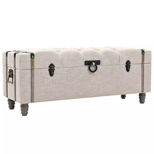 3 Piece Solid Wood and Steel Storage Bench 112x37x45cm
