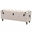 3 Piece Solid Wood and Steel Storage Bench 112x37x45cm