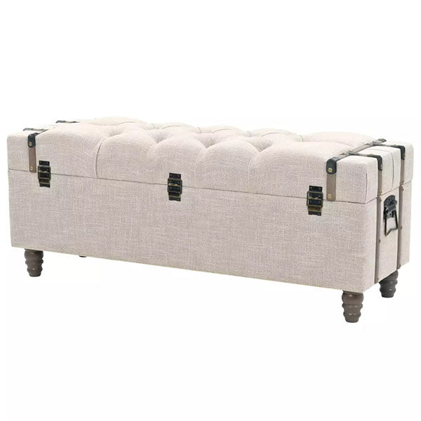 3 Piece Solid Wood and Steel Storage Bench 112x37x45cm