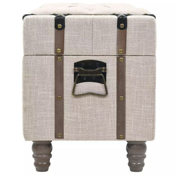 3 Piece Solid Wood and Steel Storage Bench 112x37x45cm
