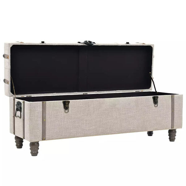 3 Piece Solid Wood and Steel Storage Bench 112x37x45cm