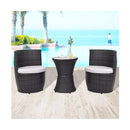 3 Piece Bistro Set With Cushions Poly Rattan Black