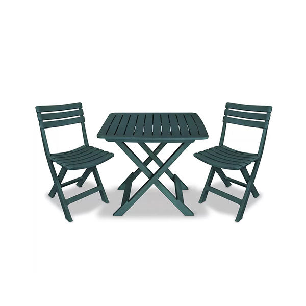 3 Piece Folding Bistro Set Plastic Green