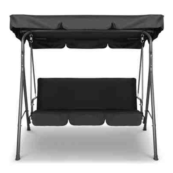 Gardeon Outdoor Furniture Swing Chair Hammock 3 Seater Bench Canopy Black