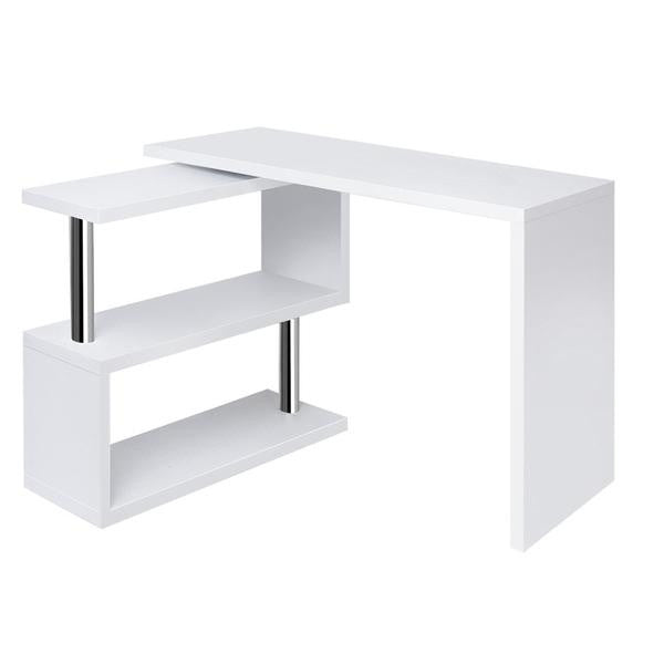 Office Computer Desk Corner Table w/ Bookshelf White