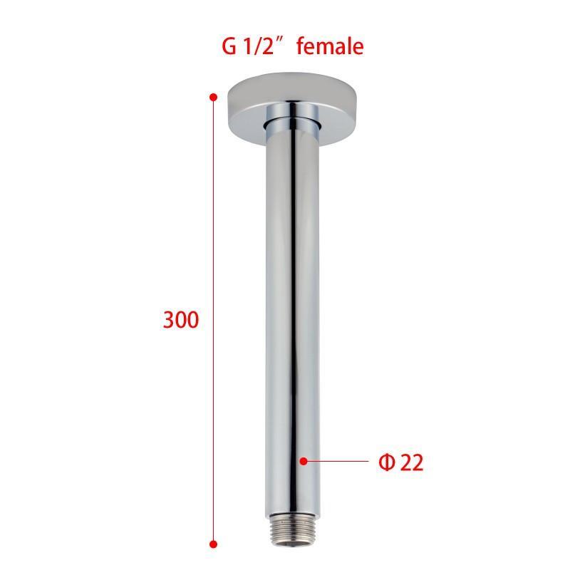 Round Silver Ceiling Shower Arm Rose Chrome Polished 200mm
