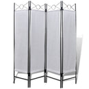 4-Panel Room Divider Privacy Folding Screen 160 x 180 Cm - White