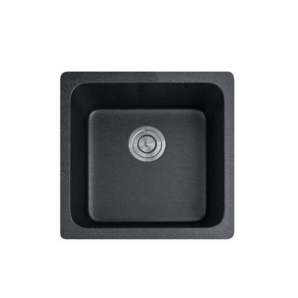422X422X203Mm Kitchen Laundry Granite Quartz Stone Sink Waste Black