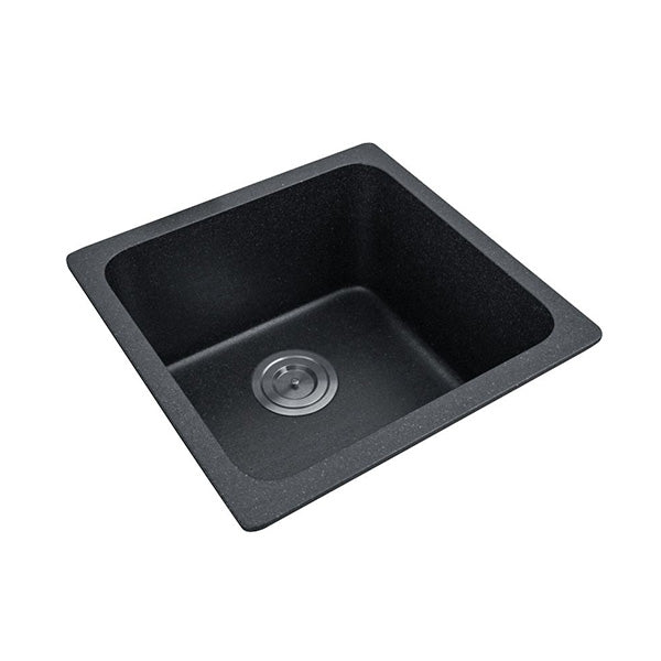 422X422X203Mm Kitchen Laundry Granite Quartz Stone Sink Waste Black