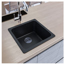 422X422X203Mm Kitchen Laundry Granite Quartz Stone Sink Waste Black