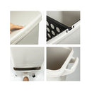 42L Rubbish Bin Waste Pedal Recycling Kitchen Wheel 2 Compartment