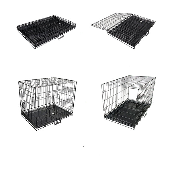48 Inch Foldable Wire Dog Cage With Tray And Cushion Mat