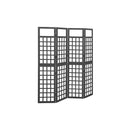 4 Panel Room Divider Trellis Solid Fir Wood Black 161 X 180 Cm