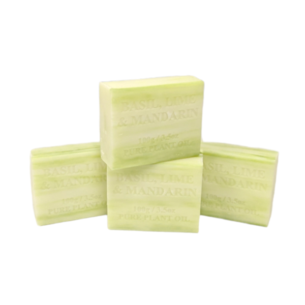 4 Pcs 100G Plant Oil Soap Basil Lime Mandarin