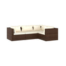 4 Pcs Brown Garden Lounge Set Poly Rattan