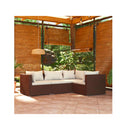 4 Pcs Brown Garden Lounge Set Poly Rattan