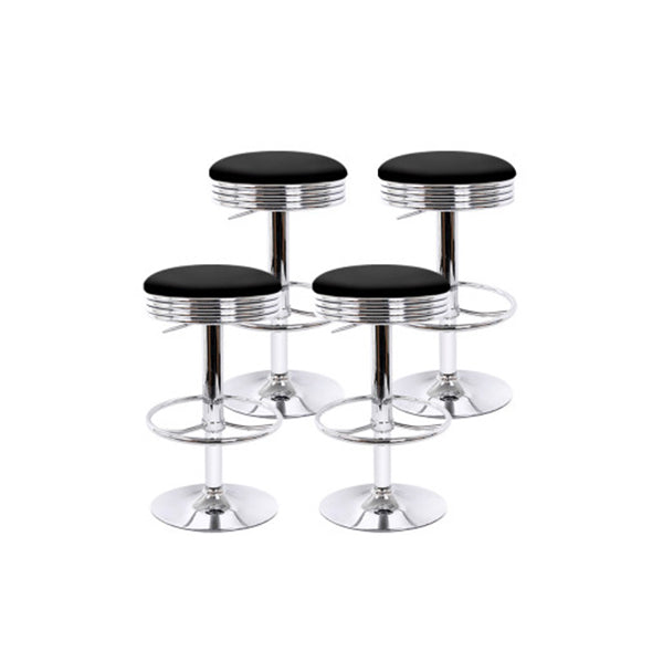 4 Pcs Contemporary Pu Leather Bar Stools Dining Chair Black