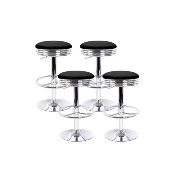 4 Pcs Contemporary Pu Leather Bar Stools Dining Chair Black