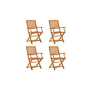 4 Pcs Folding Garden Chairs Solid Eucalyptus Wood With Oil Finish