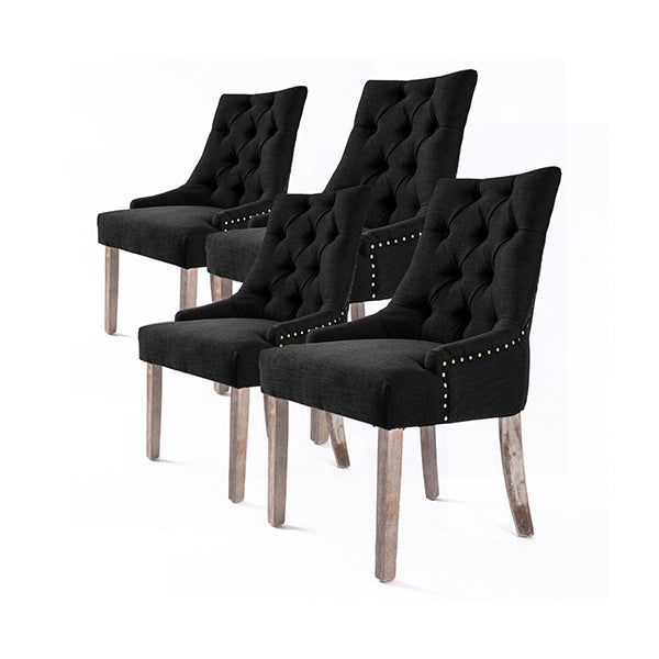 4Pcs French Provincial Oak Leg Chair Amour Dark Black