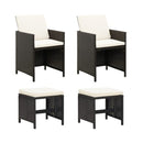 4 Pcs Garden Chair And Stool Set Poly Rattan Black