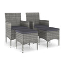 4 Pcs Garden Chair And Stool Set Poly Rattan Grey