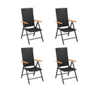 4 Pcs Garden Chairs Poly Rattan Black