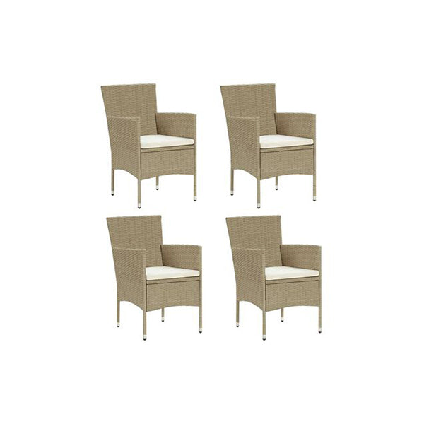 4 Pcs Garden Dining Chairs Poly Rattan Beige