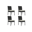 4 Pcs Garden Dining Chairs Poly Rattan Black