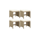 4 Pcs Garden Stools With Cushions Poly Rattan Beige