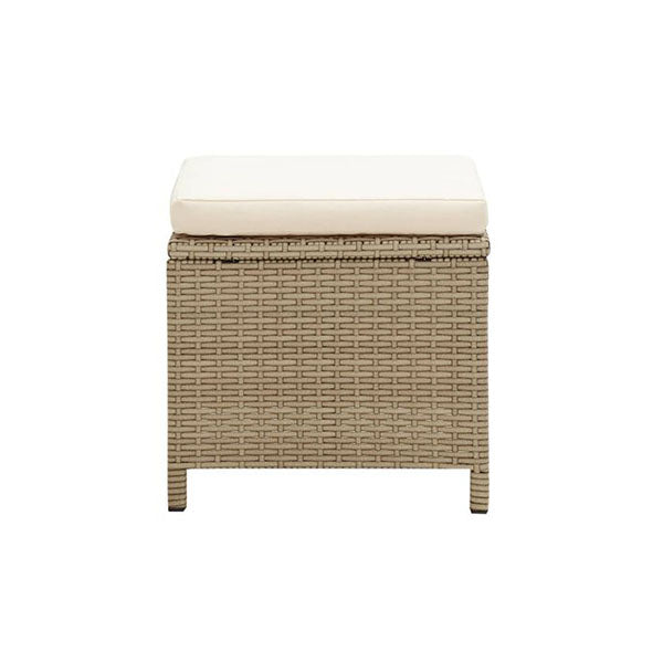 4 Pcs Garden Stools With Cushions Poly Rattan Beige