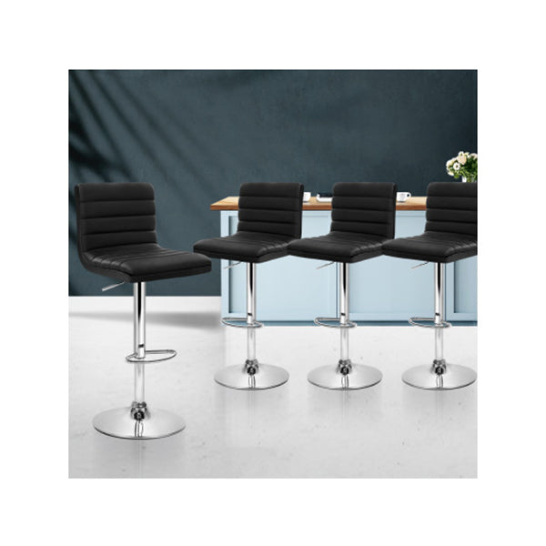 4 Pcs Gas Lift Pu Leather Bar Stools Swivel Kitchen Chairs