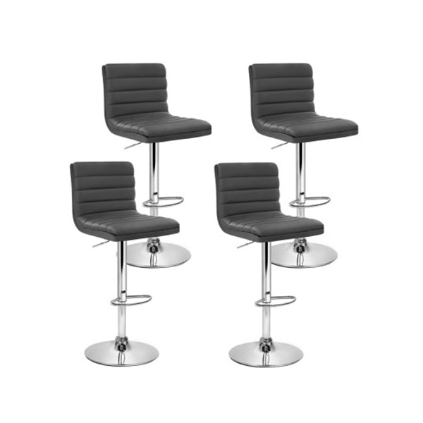 4 Pcs Gas Lift Pu Leather Bar Stools Swivel Kitchen Chairs