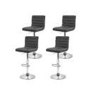 4 Pcs Gas Lift Pu Leather Bar Stools Swivel Kitchen Chairs