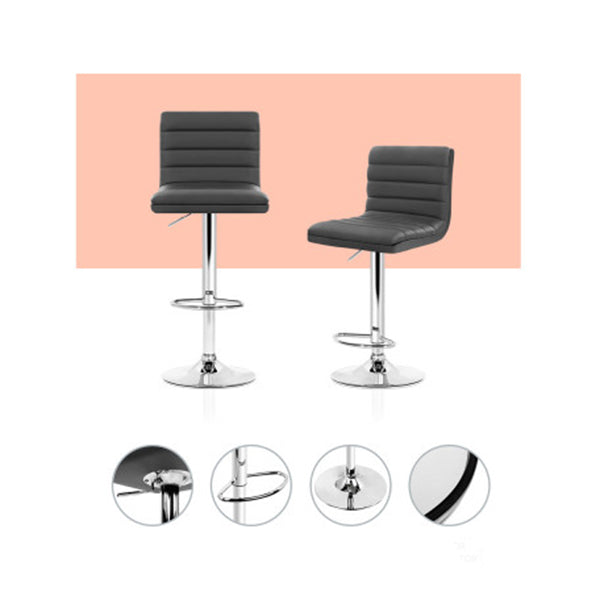 4 Pcs Gas Lift Pu Leather Bar Stools Swivel Kitchen Chairs