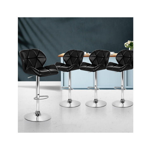 4 Pcs Kitchen Bar Stools Swivel Pu Leather Chairs