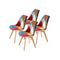 4 Pcs Padded Seat Dining Chair Fabric Multi