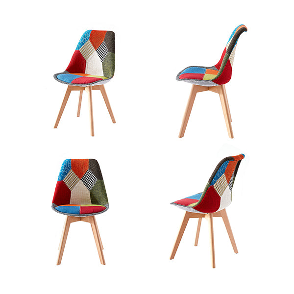 4 Pcs Padded Seat Dining Chair Fabric Multi