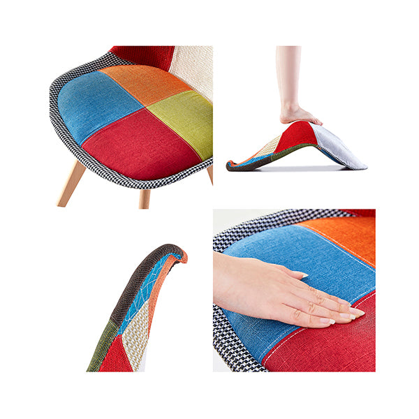 4 Pcs Padded Seat Dining Chair Fabric Multi