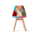 4 Pcs Padded Seat Dining Chair Fabric Multi