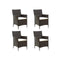 4 Pcs Poly Rattan Brown Garden Chairs With Cushions